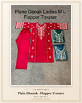 Plain Dhanak Ladies 2-Piece Suit with Flapper Trouser - Red (M/L Design 04)