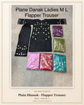 Plain Dhanak Ladies 2-Piece Suit with Flapper Trouser - Black (M/L Design 06)