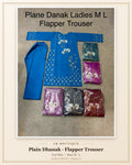 Plain Dhanak Ladies 2-Piece Suit with Flapper Trouser - Teal Blue (M/L Design 10)
