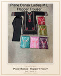 Plain Dhanak Ladies 2-Piece Suit with Flapper Trouser - Black (M/L Design 12)