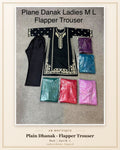 Plain Dhanak Ladies 2-Piece Suit with Flapper Trouser - Black (M/L Design 18)