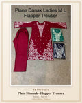Plain Dhanak Ladies 2-Piece Suit with Flapper Trouser - Maroon (M/L Design 19)