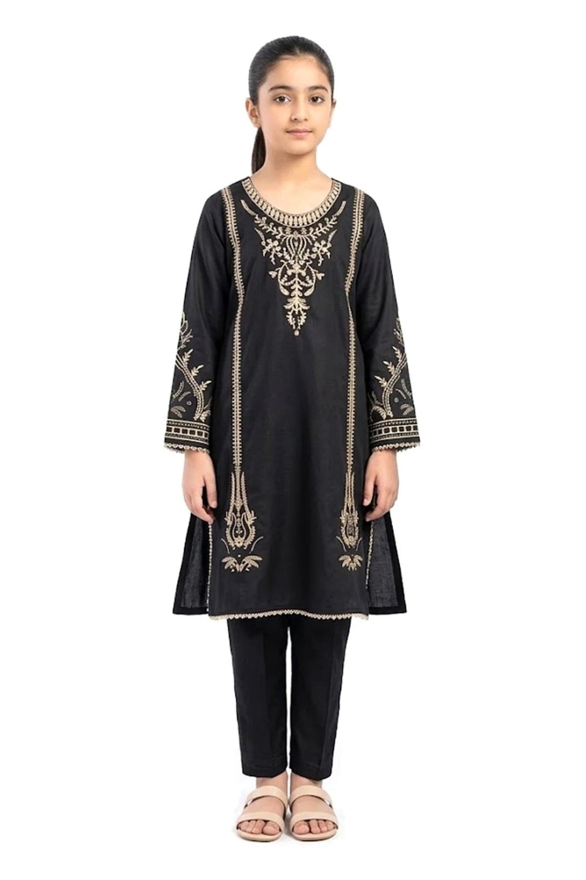 Plain Dhanak 2-Piece Suit - Black (32/38 Design 26)