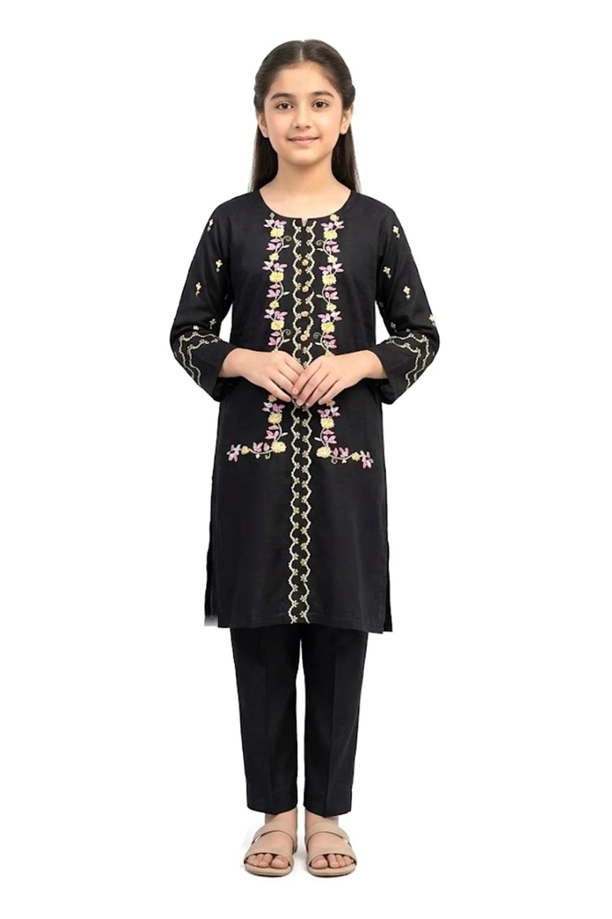 Plain Dhanak 2-Piece Suit - Black (32/38 Design 37)