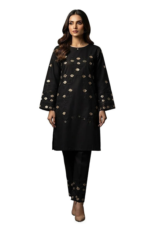 Plain Dhanak 2-Piece Suit - Black (Design 08)