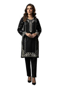 Plain Dhanak 2-Piece Suit - Black (Design 14)