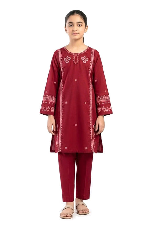 Plain Dhanak 2-Piece Suit - Maroon (32/38 Design 29)