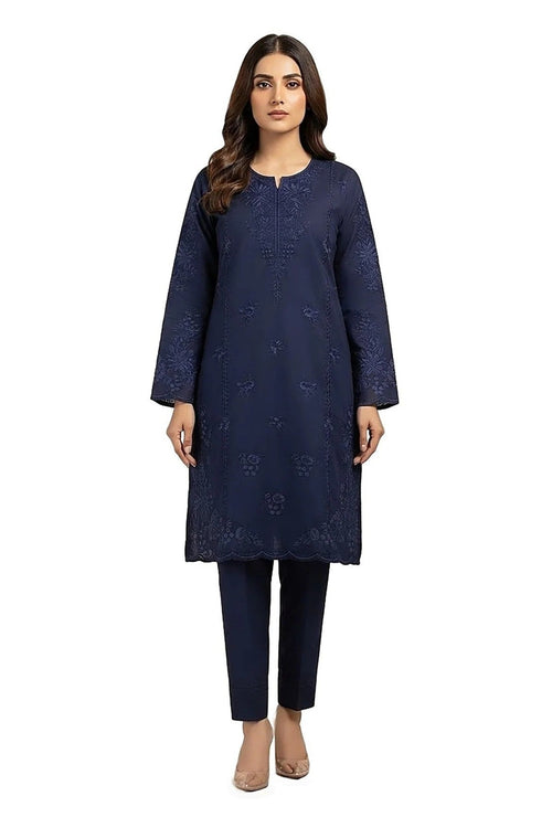 Plain Dhanak 2-Piece Suit - Navy Blue (Design 01)