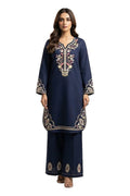 Plain Dhanak 2-Piece Suit - Navy Blue (Design 22)