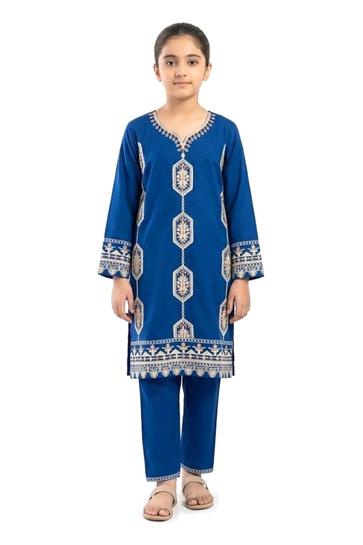 Plain Dhanak 2-Piece Suit - Teal Blue (32/38 Design 28)