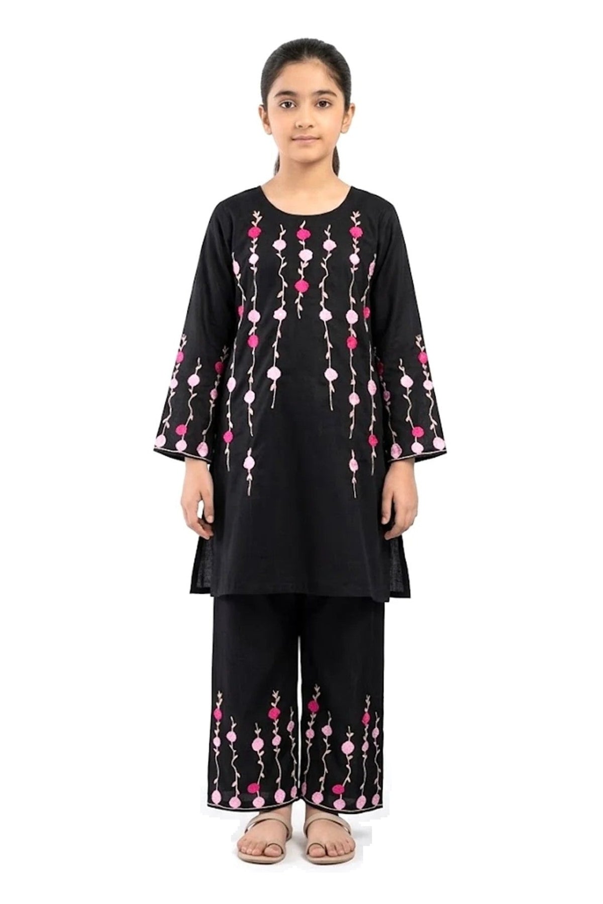 Plain Dhanak 2-Piece Suit with Flapper Trouser - Black (32/38 Design 23)