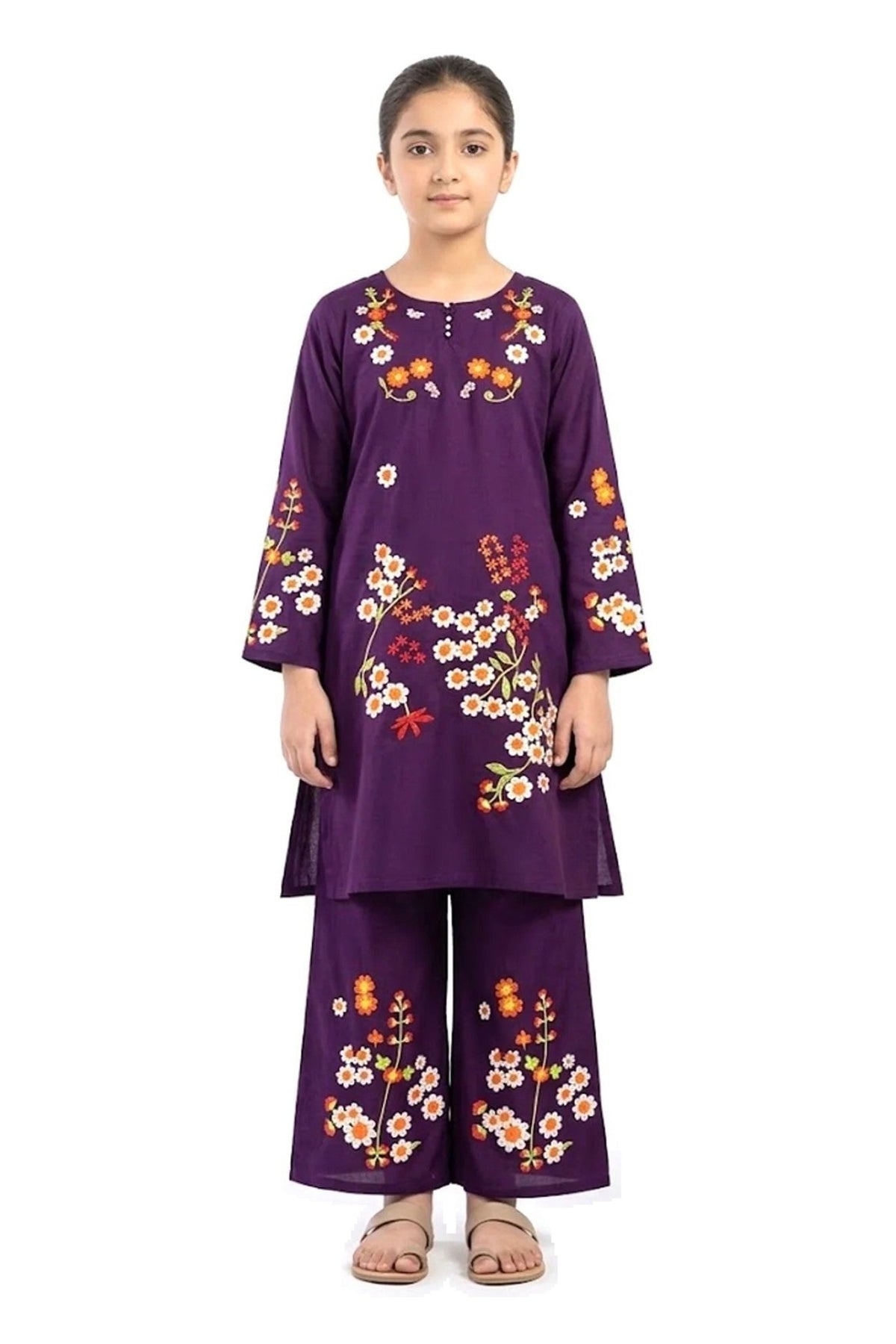 Plain Dhanak 2-Piece Suit with Flapper Trouser - Plum (32/38 Design 27)