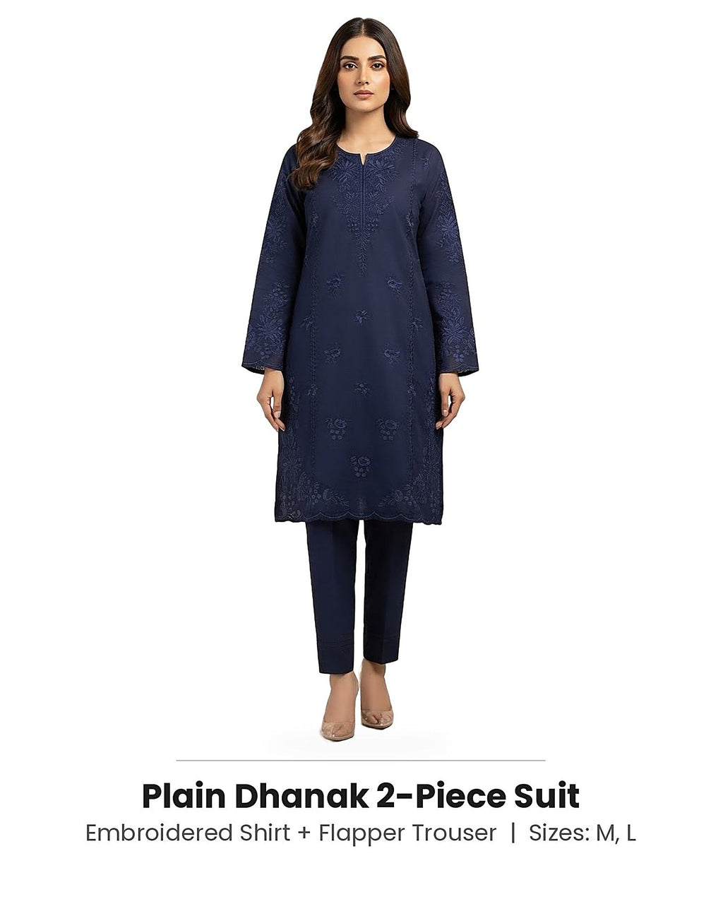 Plain Dhanak 2-Piece Suit - Navy Blue (Design 01)