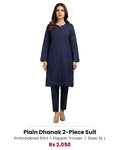 Plain Dhanak 2-Piece Suit - Navy Blue (Design 01)