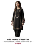 Plain Dhanak 2-Piece Suit - Black (Design 04)