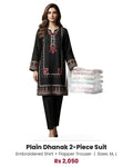 Plain Dhanak 2-Piece Suit - Black (Design 06)