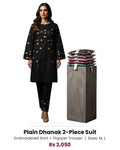 Plain Dhanak 2-Piece Suit - Black (Design 08)