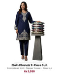Plain Dhanak 2-Piece Suit - Navy Blue (Design 16)
