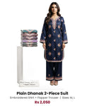 Plain Dhanak 2-Piece Suit - Navy Blue (Design 17)